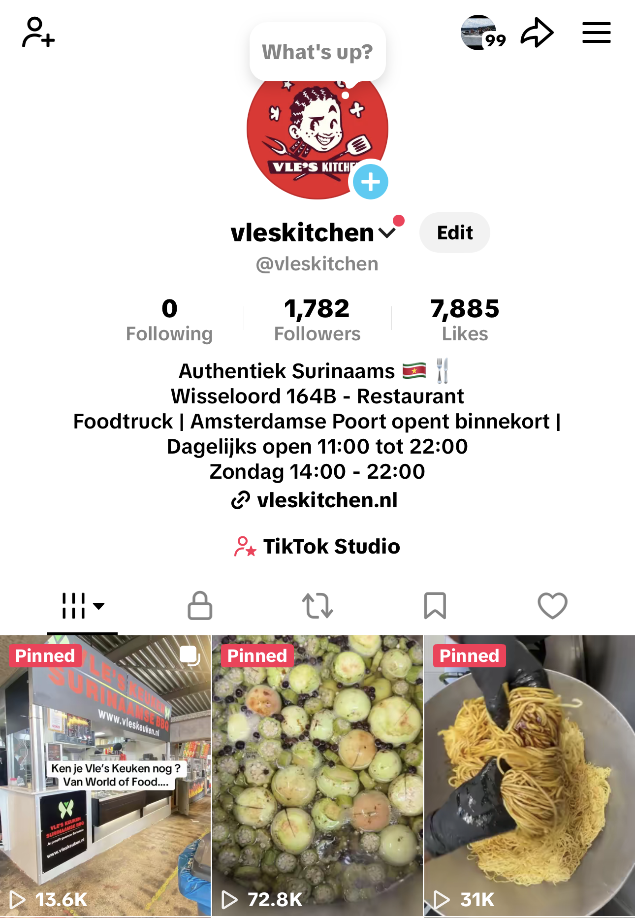 TikTok-profiel Vle's Kitchen na het traject